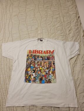 Vintage White 'Library' Graphic T-Shirt9